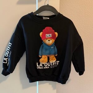 Zara Kids Black Sweatshirt with Bear Design